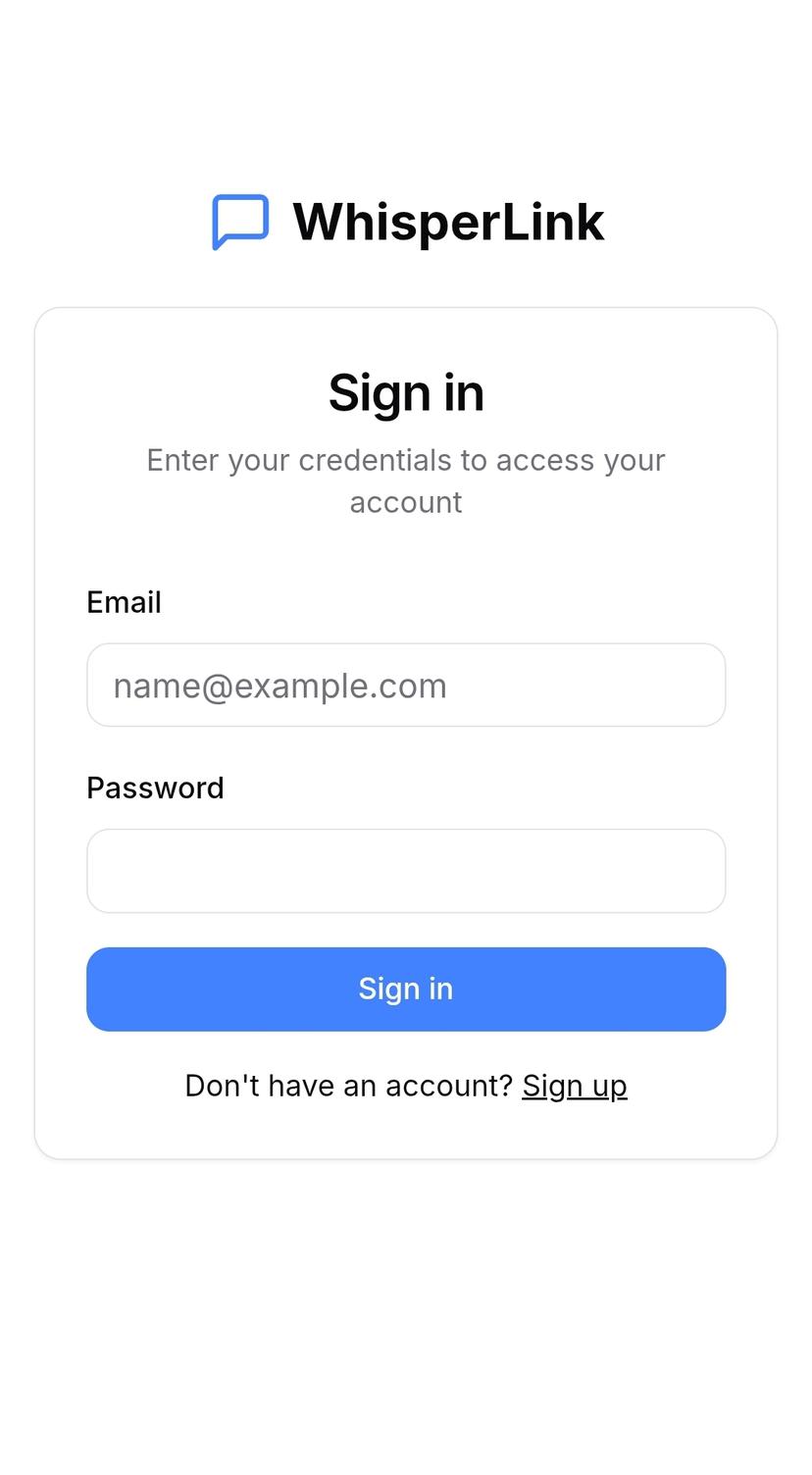 Login page for the application