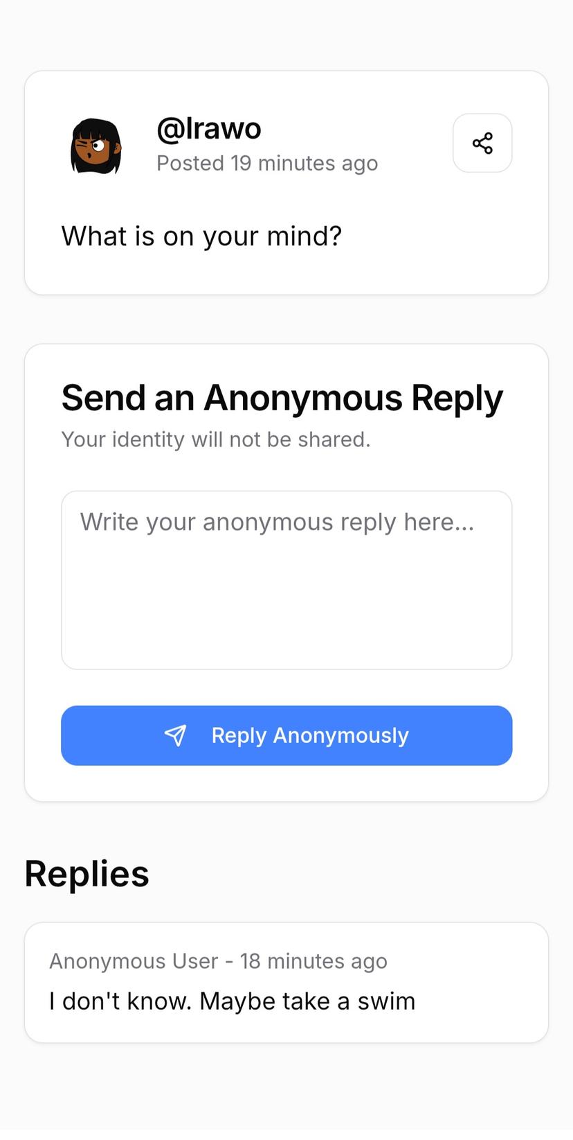 User's public message page